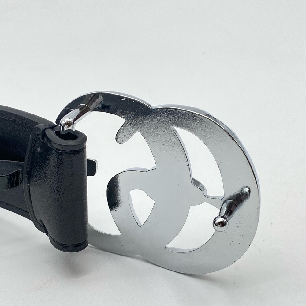 Gucci Black Leather Belt Silver Snake GG Buckle- 100 L W Box - Picture 4 of 13